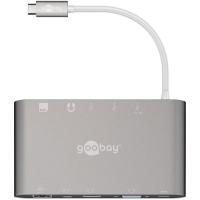 GOOBAY USB-C / RJ45 + HDMI + VGA + miniDP + 3xUSB3.0 + 3,5mm + SD reža srebrn dock priklopna postaja