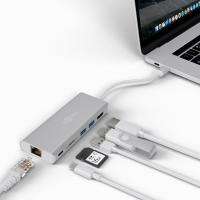 GOOBAY USB-C / RJ45 + HDMI + 2xUSB 3.0 + USB-C + SD srebrn dock priklopna postaja