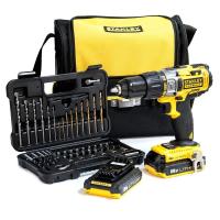 AKU UDARNI VRTALNIK 18V Z 50-DELNIM PRIBOROM2 BATERIJI 2,0Ah, POLNILEC, TORBA Stanley FMCK625D2SA