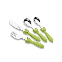 Otroški jedilni pribor 4-delni žaba Justinus / inox, pvc