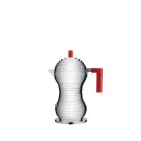 Alessi Pulcina kafetiera espresso za 3 skodelice / rdeč ročaj / indukcija / aluminij