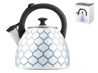 H&H Čajnik emaj 2,5l Geometric / modro-bel / indukcija / emajl