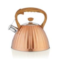 Eva Čajnik z ročajem v imitaciji lesa 3l / bakrena barva / indukcija / inox, pvc