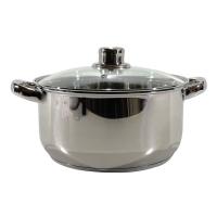 Gusto Casa Steel kozica s steklenim pokrovom 26xh15cm / 2 ročaja / indukcija / inox, steklo