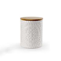 Doza za piškote - Cre biškotiera z lesenim pokrovom h16cm / keramika