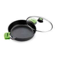 BRA Nizka kozica s pokrovom in prijemalkami Prior 32cm / indukcija / aluminij, prevleka proti prijemanju