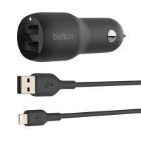 Belkin XX AVTOPOLNILEC+KABEL LIGHTNING ČRN