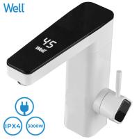 WELL CASCADE električna grelna pipa, 3000W, 110cm kabel, LCD zaslon, IPX4 vodoodpornost, topla/vroča voda v nekaj sekundah, 22.5x20x6cm