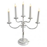 LED dekoracija - svečnik kovinski, bel, 37×50cm, notranja,WW