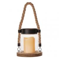 GLASS WOOD LANTERN 1CAN FLIC 3AAA