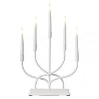 LED svečnik kovinski bel, 40 cm, 2x AA, notranji, topla bela