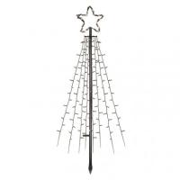 LED božična jelka kovinska, 180 cm, zunanja in notranja, hladna bela, časovnik