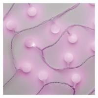 LED svetlobna cherry veriga – kroglice 2,5 cm, 4 m, zunanja in notranja, rožnata, časovnik